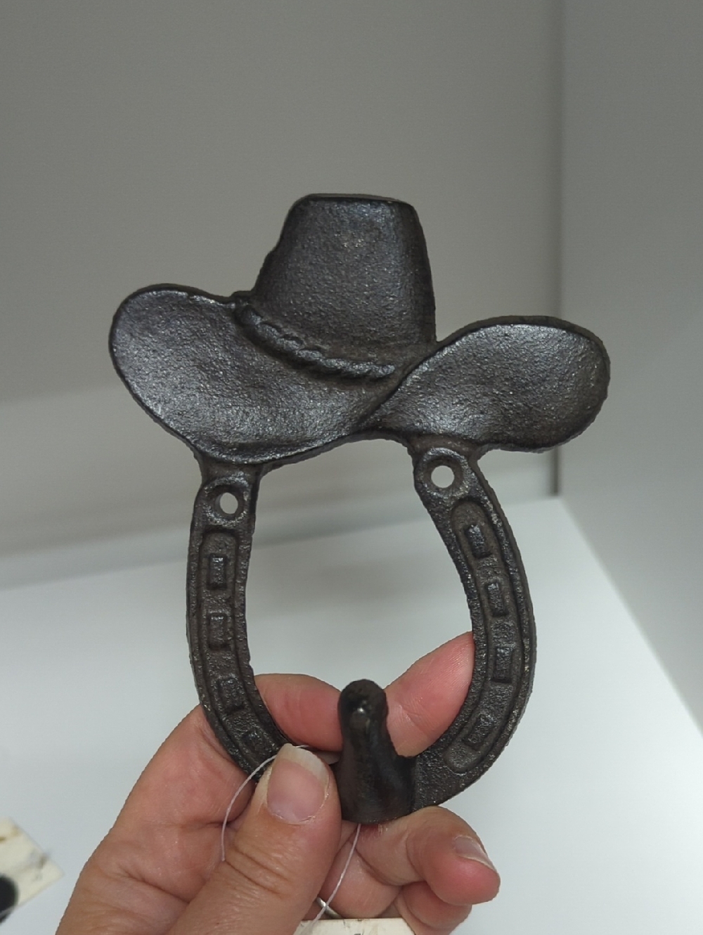 Black Cast Iron Cowboy Hat & Horseshoe Hook